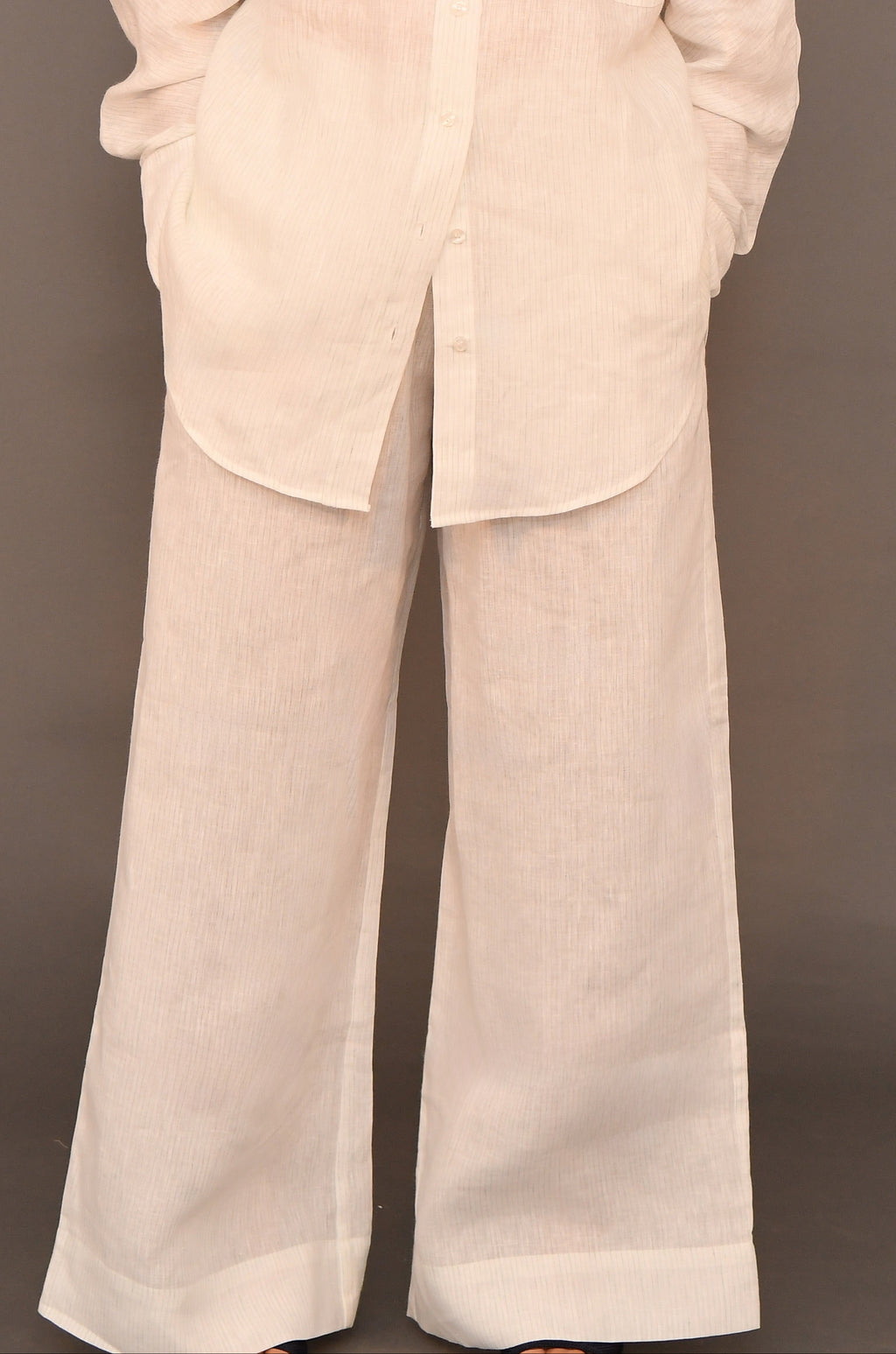Set No.01 - White & Blue-green striped Linen