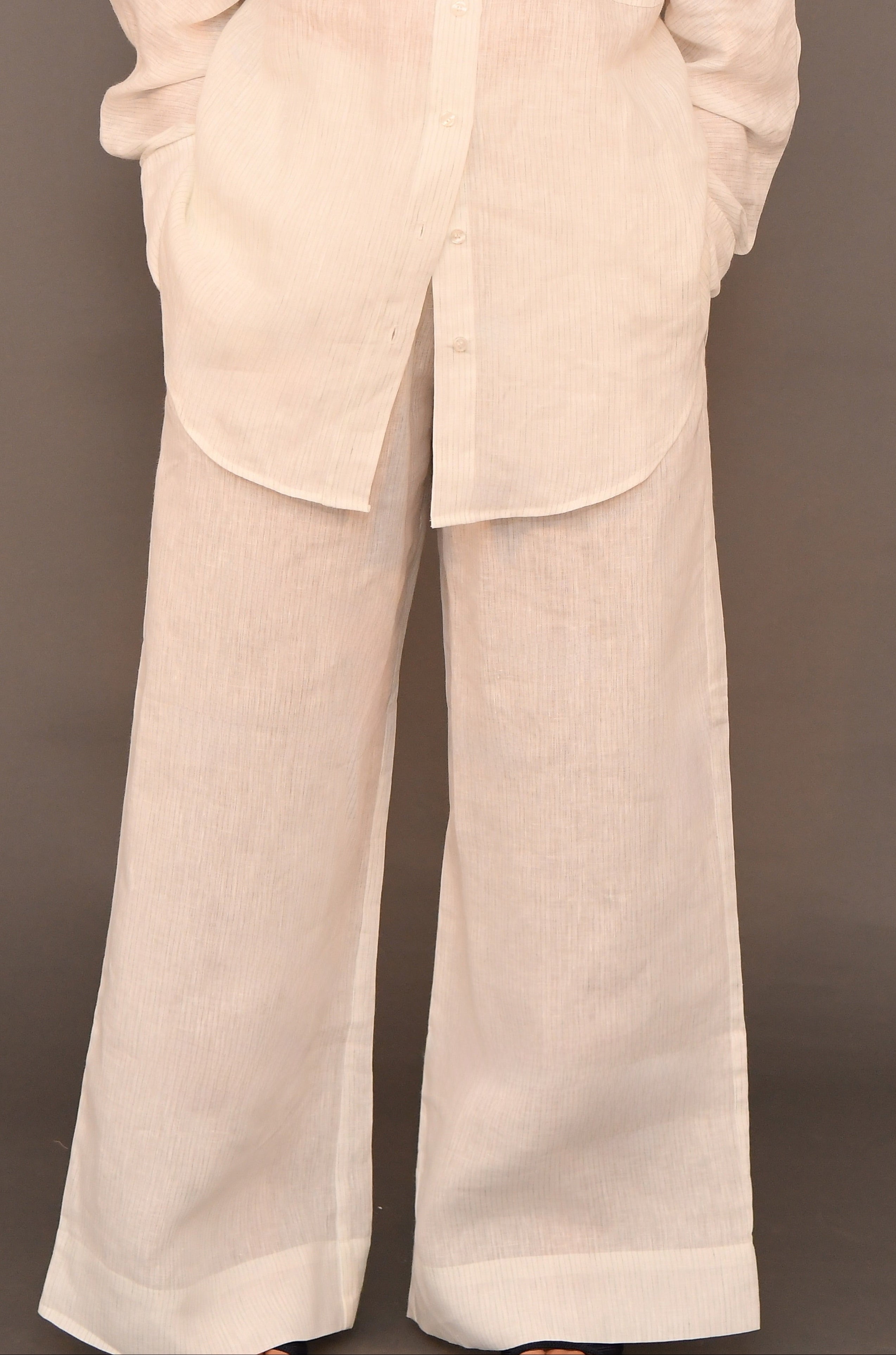 Set No.01 - White & Blue-green striped Linen