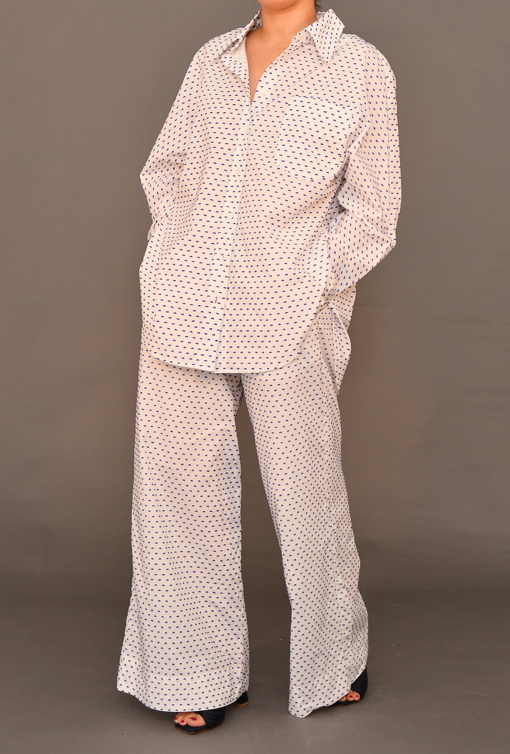 Set No.01 - White & blue polka dot Poplin